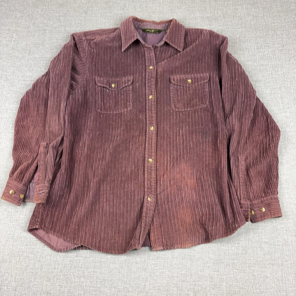 Eddie Bauer Shirt Mens LT Purple Corduroy Long Sleeve Button Up Lined Relaxed